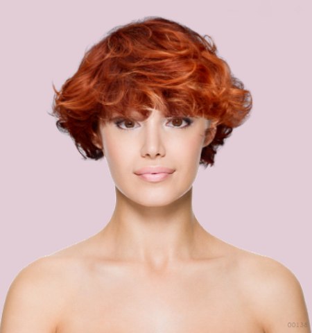 Virtuele kapsels - Kort rood haar met krullen