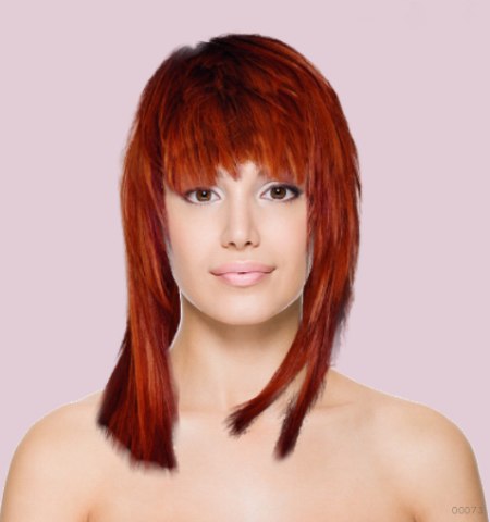 Virtuele kapsels - Lang rood haar
