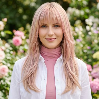 Blond haar met roze highlights