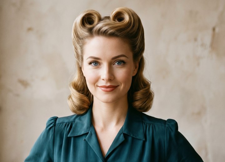Jaren 40 haar met victory rolls