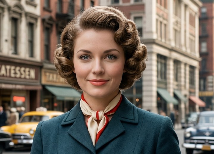 Jaren 1950 haarstijl met pin curls
