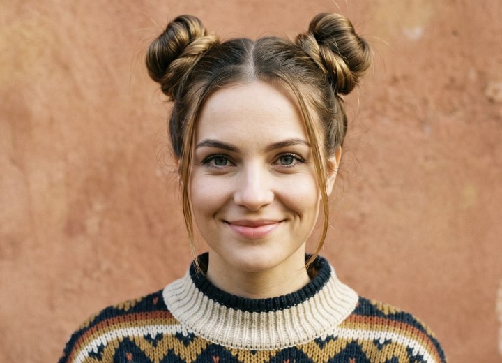 Jaren 90 opsteekkapsel met space buns